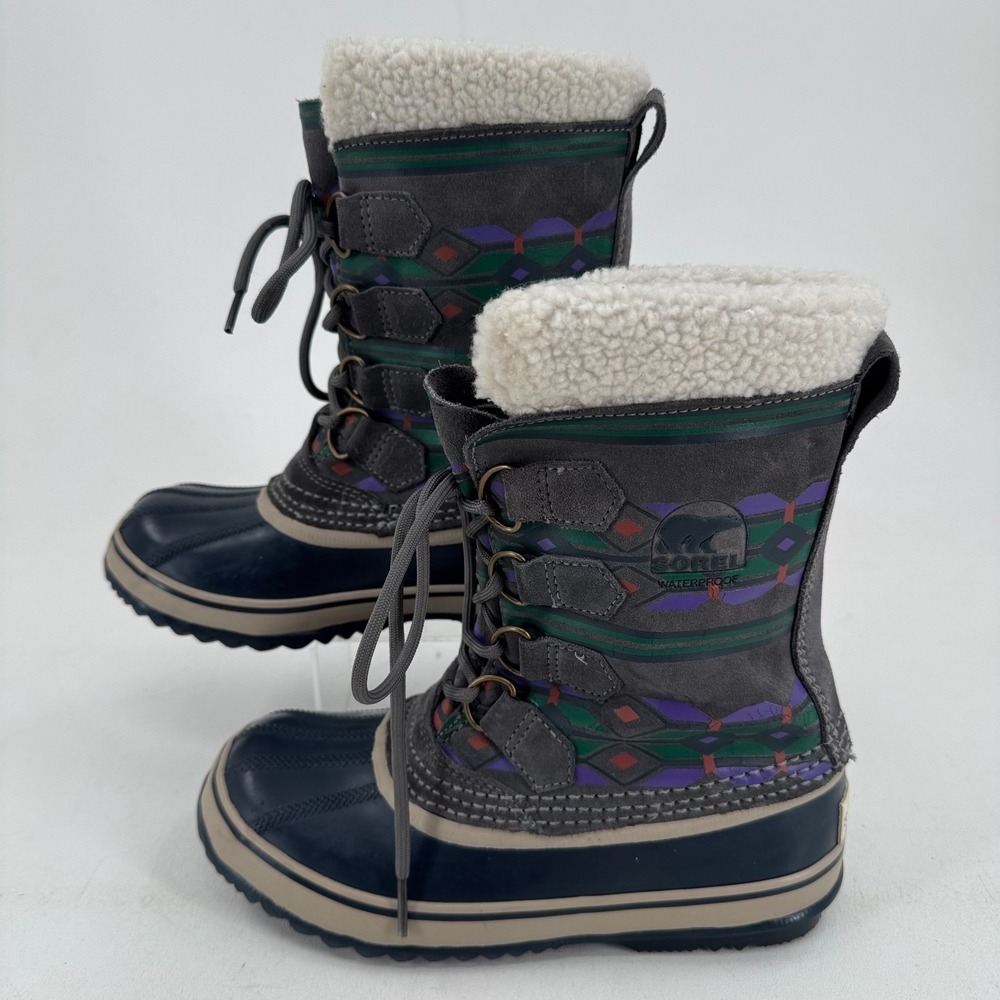 Sorel Snow Winter Duck Boots WOMENS Gray Lined Lace Up NL1715-035 SIZE 6 - Picture 2 of 7